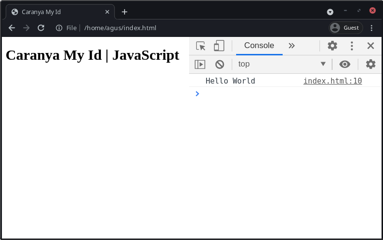 Browser Google Chrome Hello World